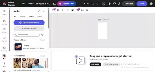 upload video to adobe express 